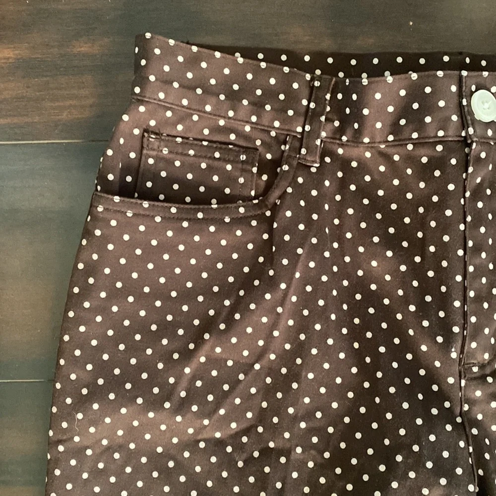 Chaps Brown Polka Dot Pants Business Casual Office Preppy  Cotton Blend Size 6